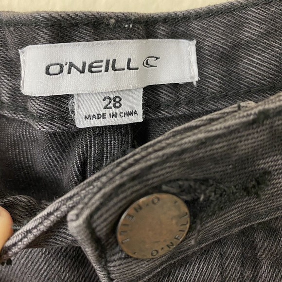 O’NEILL  jeans women’ High Rise denim gray/black Flayed Straight Crop Sz#28 NWT - Picture 3 of 12